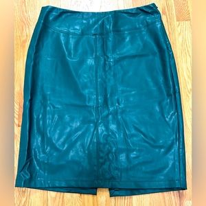 Express Teal Faux Leather Pencil Skirt